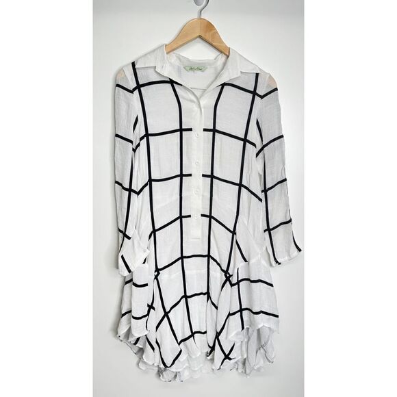 Redwood Court Dress Womens Long Sleeve Linen‎ Blend Midi Size Small - Picture 1 of 7